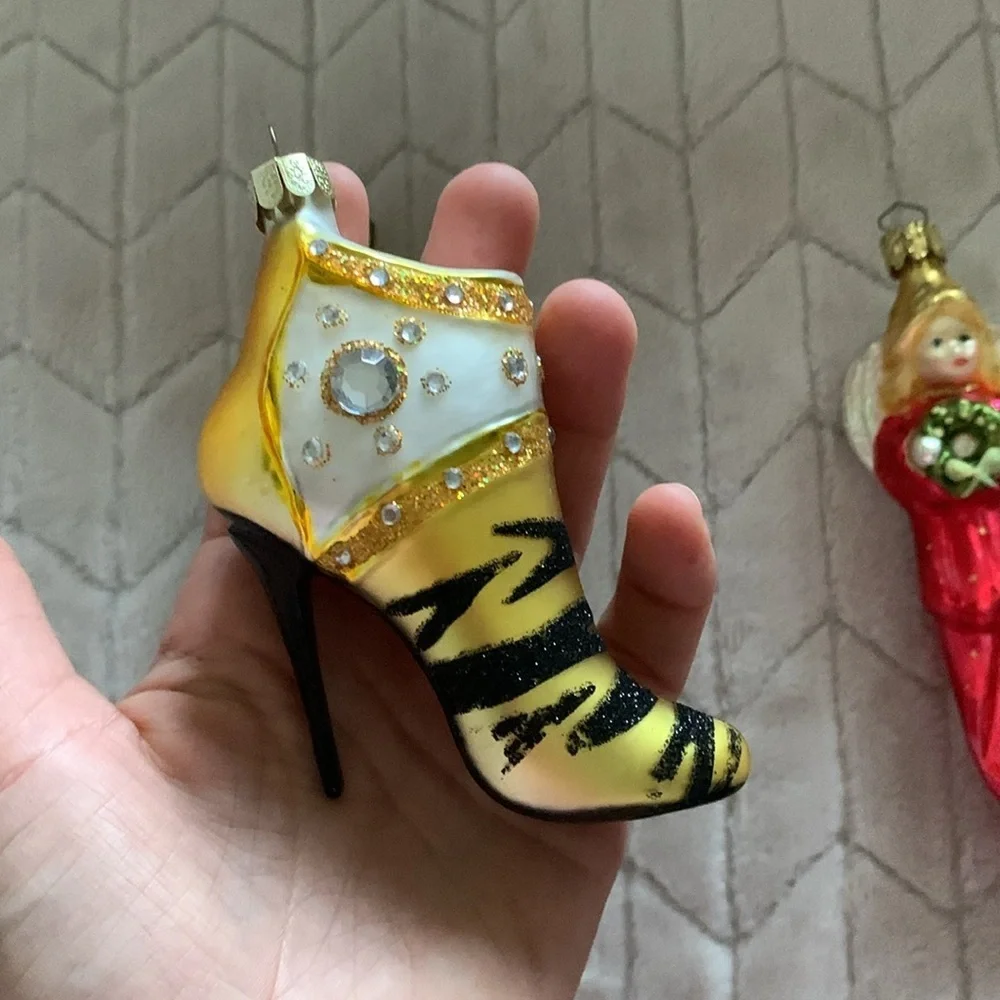 Set of 3 Lillian Vernon Glass Nutcracker angel & heel Ornaments Made‎ in Germany